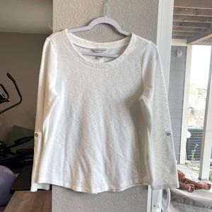 Christopher & Banks White Knit long sleeve round neck Top. Size Medium
